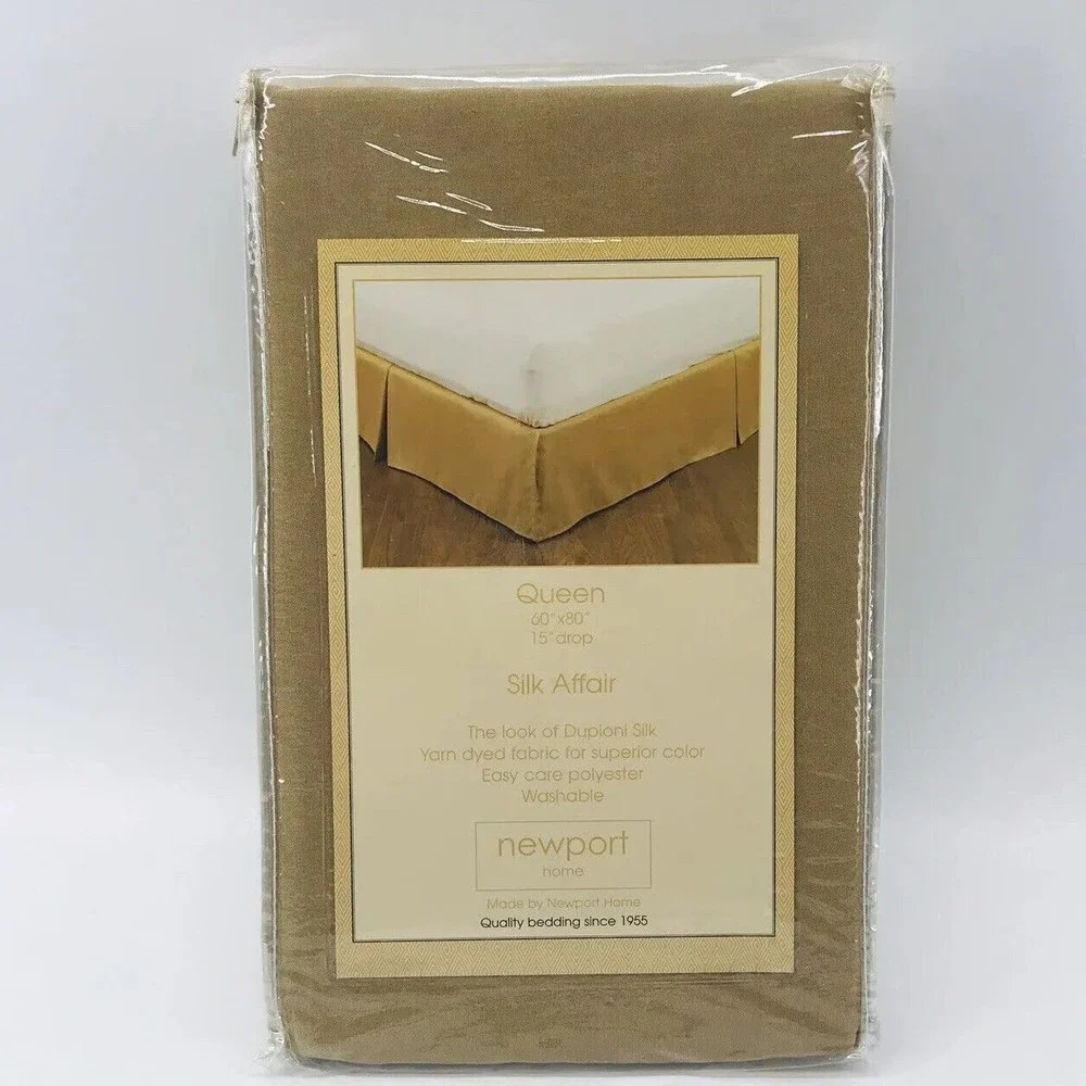 Newport Home Gold Silk Affair Queen Luxury Bedskirt Easy Care Elegant Dupioni